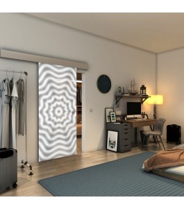 Glasschiebetür ECO-LINE - Fineprint Model 064 Weiss auf Grauglas
