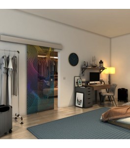 Glasschiebetür ECO-LINE - Fineprint Model 066 Verlauf auf Grauglas
