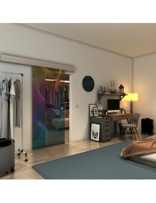 Glasschiebetür ECO-LINE - Fineprint Model 066 Verlauf auf Grauglas