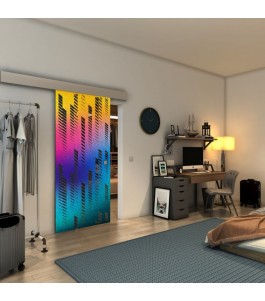 Glasschiebetür ECO-LINE - Fineprint Model 067 Verlauf auf Grauglas