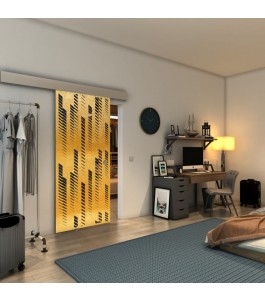 Glasschiebetür ECO-LINE - Fineprint Model 067 Gold auf Grauglas