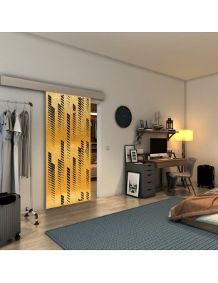 Glasschiebetür ECO-LINE - Fineprint Model 067 Gold auf Grauglas