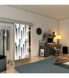 Glasschiebetür ECO-LINE - Fineprint Model 067 Weiss auf Grauglas