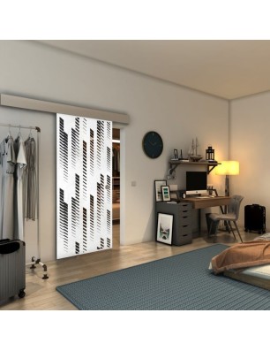 Glasschiebetür ECO-LINE - Fineprint Model 067 Weiss auf Grauglas