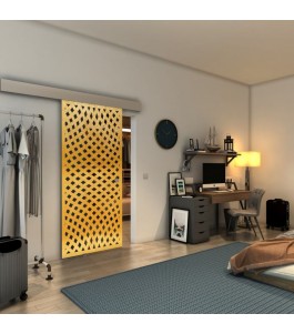Glasschiebetür ECO-LINE - Fineprint Model 068 Gold auf Grauglas