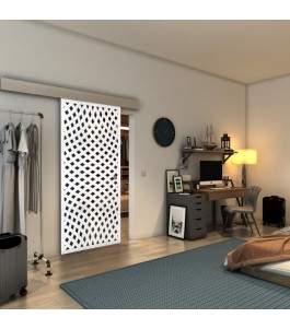 Glasschiebetür ECO-LINE - Fineprint Model 068 Weiss auf Grauglas