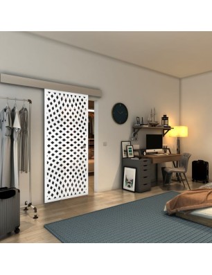 Glasschiebetür ECO-LINE - Fineprint Model 068 Weiss auf Grauglas