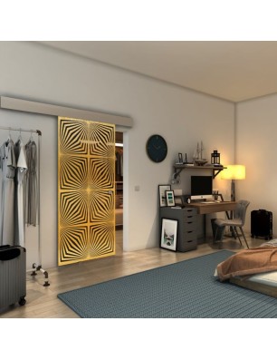 Glasschiebetür ECO-LINE - Fineprint Model 069 Gold auf Grauglas