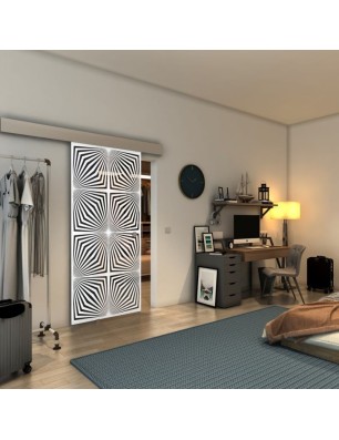 Glasschiebetür ECO-LINE - Fineprint Model 069 Weiss auf Grauglas
