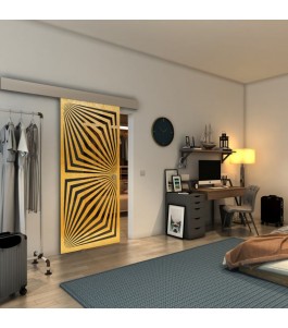 Glasschiebetür ECO-LINE - Fineprint Model 070 Gold auf Grauglas