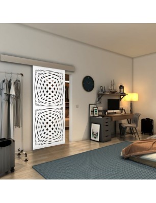 Glasschiebetür ECO-LINE - Fineprint Model 071 Weiss auf Grauglas