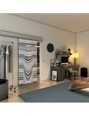 Glasschiebetür ECO-LINE - Fineprint Model 073 Weiss auf Grauglas