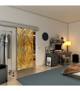 Glasschiebetür ECO-LINE - Fineprint Model 074 Gold auf Grauglas