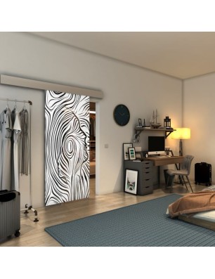Glasschiebetür ECO-LINE - Fineprint Model 074 Weiss auf Grauglas