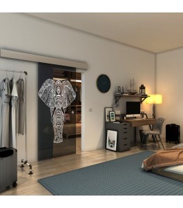 Glasschiebetür ECO-LINE - Fineprint Model 078 Weiss auf Grauglas