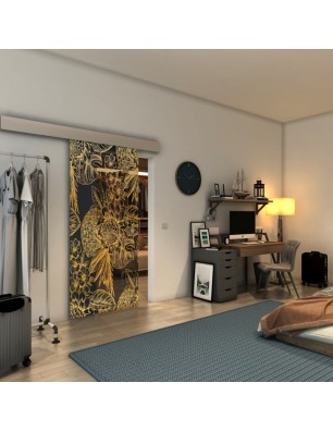 Glasschiebetür ECO-LINE - Fineprint Model 083 Gold auf Grauglas
