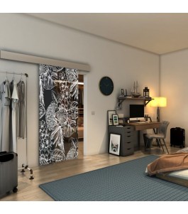 Glasschiebetür ECO-LINE - Fineprint Model 083 Weiss auf Grauglas
