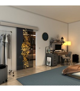 Glasschiebetür ECO-LINE - Fineprint Model 085 Gold auf Grauglas
