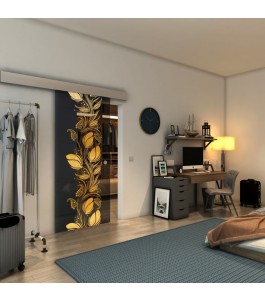 Glasschiebetür ECO-LINE - Fineprint Model 086 Gold auf Grauglas