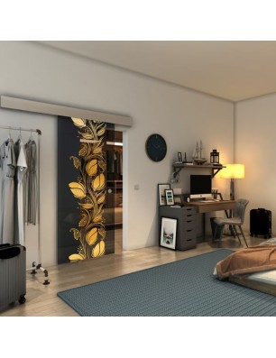 Glasschiebetür ECO-LINE - Fineprint Model 086 Gold auf Grauglas
