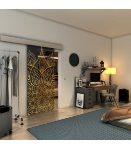 Glasschiebetür ECO-LINE - Fineprint Model 089 Gold auf Grauglas
