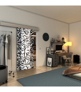 Glasschiebetür ECO-LINE - Fineprint Model 094 Weiss auf Grauglas