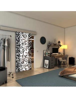 Glasschiebetür ECO-LINE - Fineprint Model 094 Weiss auf Grauglas