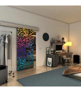 Glasschiebetür ECO-LINE - Fineprint Model 095 Verlauf auf Grauglas
