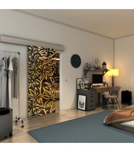 Glasschiebetür ECO-LINE - Fineprint Model 095 Gold auf Grauglas