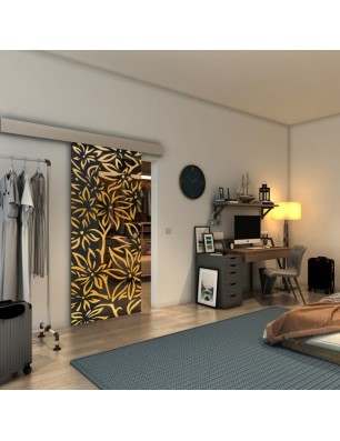 Glasschiebetür ECO-LINE - Fineprint Model 095 Gold auf Grauglas