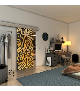 Glasschiebetür ECO-LINE - Fineprint Model 096 Gold auf Grauglas