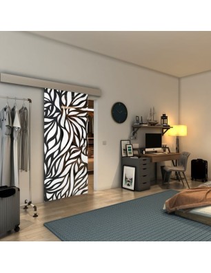 Glasschiebetür ECO-LINE - Fineprint Model 096 Weiss auf Grauglas