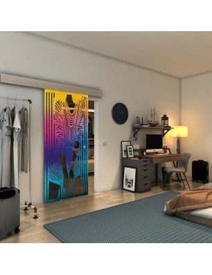 Glasschiebetür ECO-LINE - Fineprint Model 097 Verlauf auf Grauglas