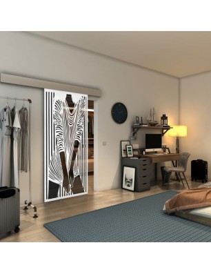 Glasschiebetür ECO-LINE - Fineprint Model 097 Weiss auf Grauglas
