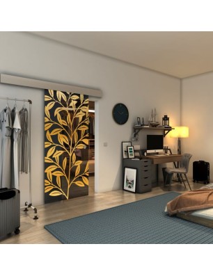 Glasschiebetür ECO-LINE - Fineprint Model 099 Gold auf Grauglas