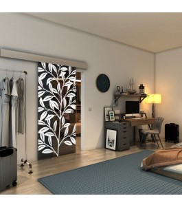 Glasschiebetür ECO-LINE - Fineprint Model 099 Weiss auf Grauglas