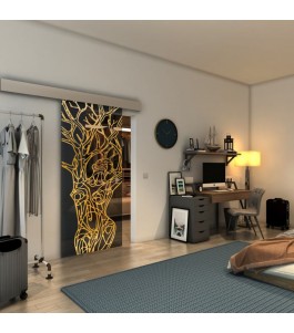 Glasschiebetür ECO-LINE - Fineprint Model 105 Gold auf Grauglas