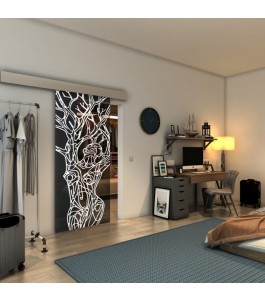 Glasschiebetür ECO-LINE - Fineprint Model 105 Weiss auf Grauglas