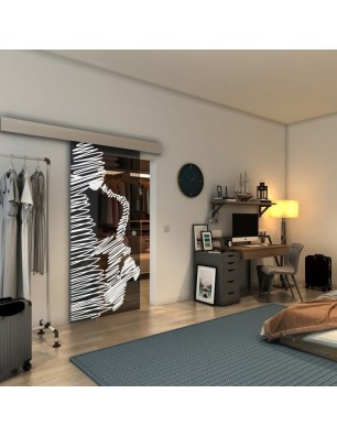 Glasschiebetür ECO-LINE - Fineprint Model 106 Weiss auf Grauglas