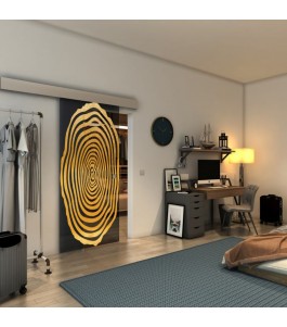 Glasschiebetür ECO-LINE - Fineprint Model 109 Gold auf Grauglas