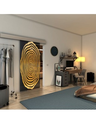 Glasschiebetür ECO-LINE - Fineprint Model 109 Gold auf Grauglas
