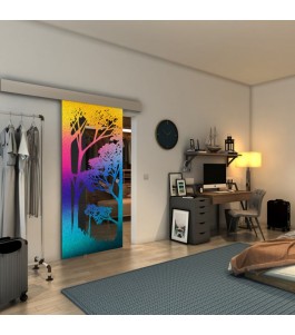 Glasschiebetür ECO-LINE - Fineprint Model 110 Verlauf auf Grauglas