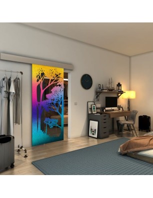 Glasschiebetür ECO-LINE - Fineprint Model 110 Verlauf auf Grauglas