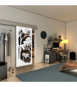Glasschiebetür ECO-LINE - Fineprint Model 110 Weiss auf Grauglas