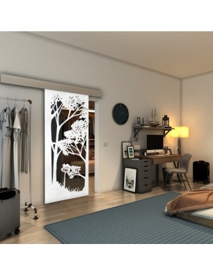 Glasschiebetür ECO-LINE - Fineprint Model 110 Weiss auf Grauglas