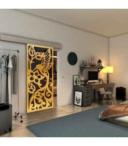 Glasschiebetür ECO-LINE - Fineprint Model 112 Gold auf Grauglas