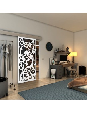 Glasschiebetür ECO-LINE - Fineprint Model 112 Weiss auf Grauglas