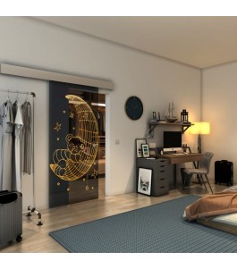 Glasschiebetür ECO-LINE - Fineprint Model 113 Gold auf Grauglas