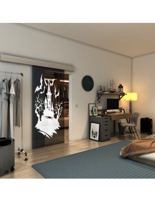 Glasschiebetür ECO-LINE - Fineprint Model 114 Weiss auf Grauglas