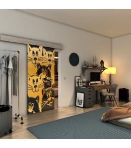 Glasschiebetür ECO-LINE - Fineprint Model 115 Gold auf Grauglas